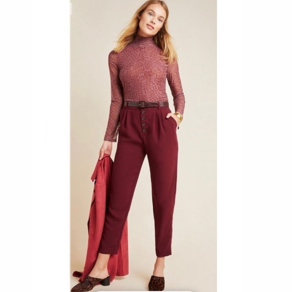 Anthropologie Sasha Button-Fly Tapered Trousers